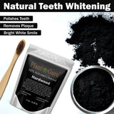 Plant Guru charbon actif dents blanches – poudre pour dentifrice maison et sourire éclairé.