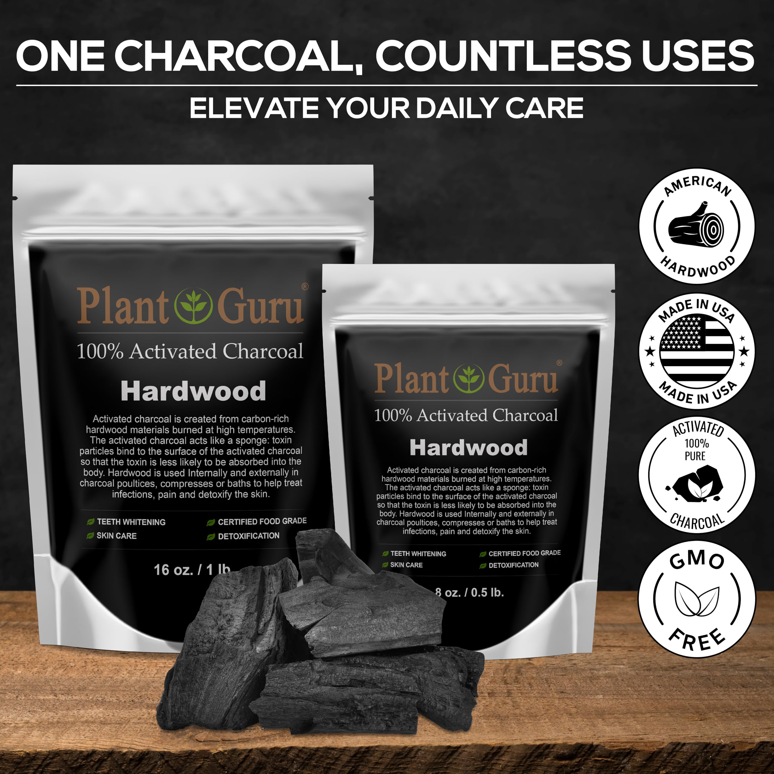 Hasard de versement Plant Guru charbon actif – poudre prête à doser pour soins.