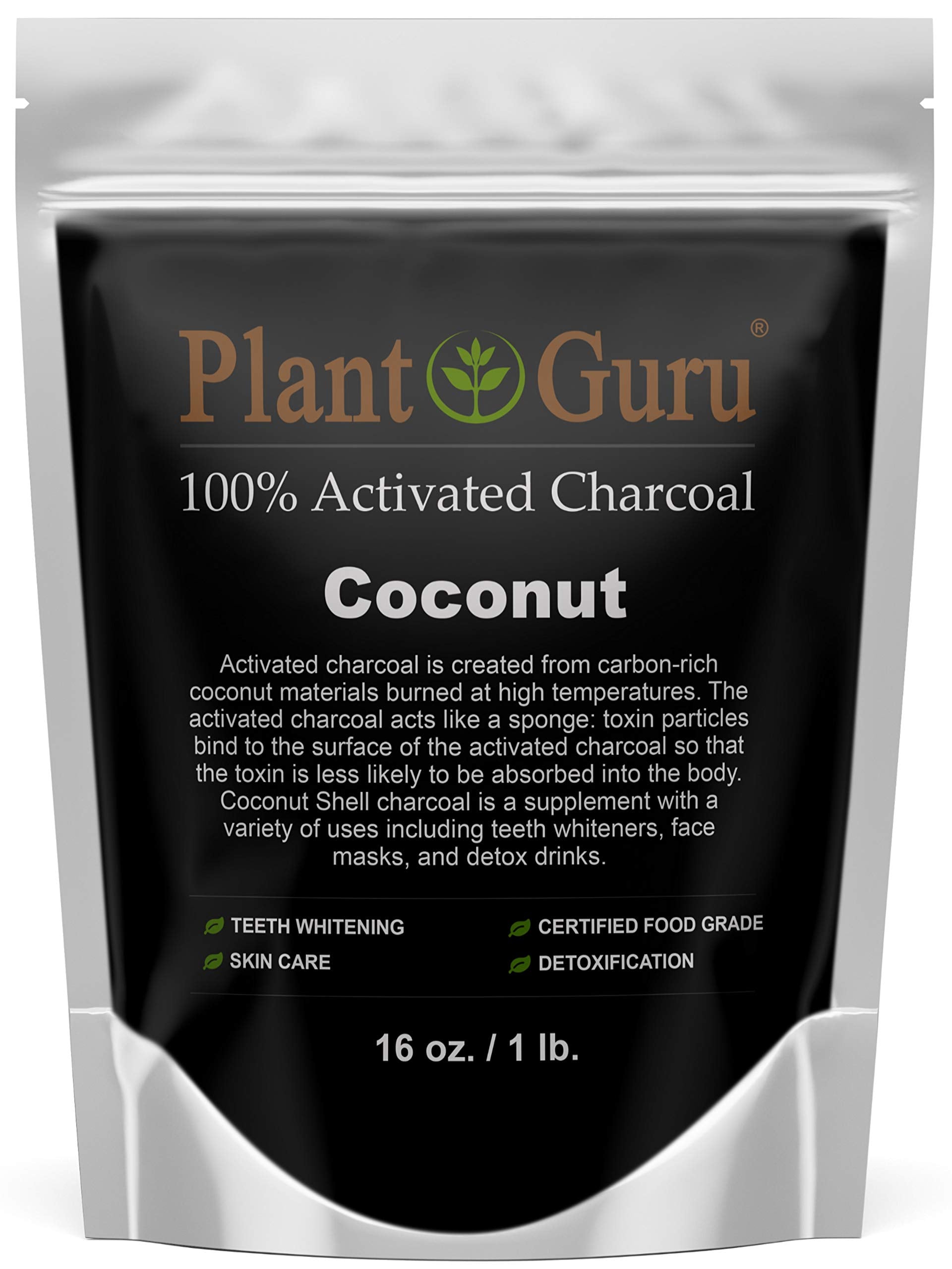 Plant Guru Charbon activé Poudre coco pour blanchiment des dents et sourire éclatant