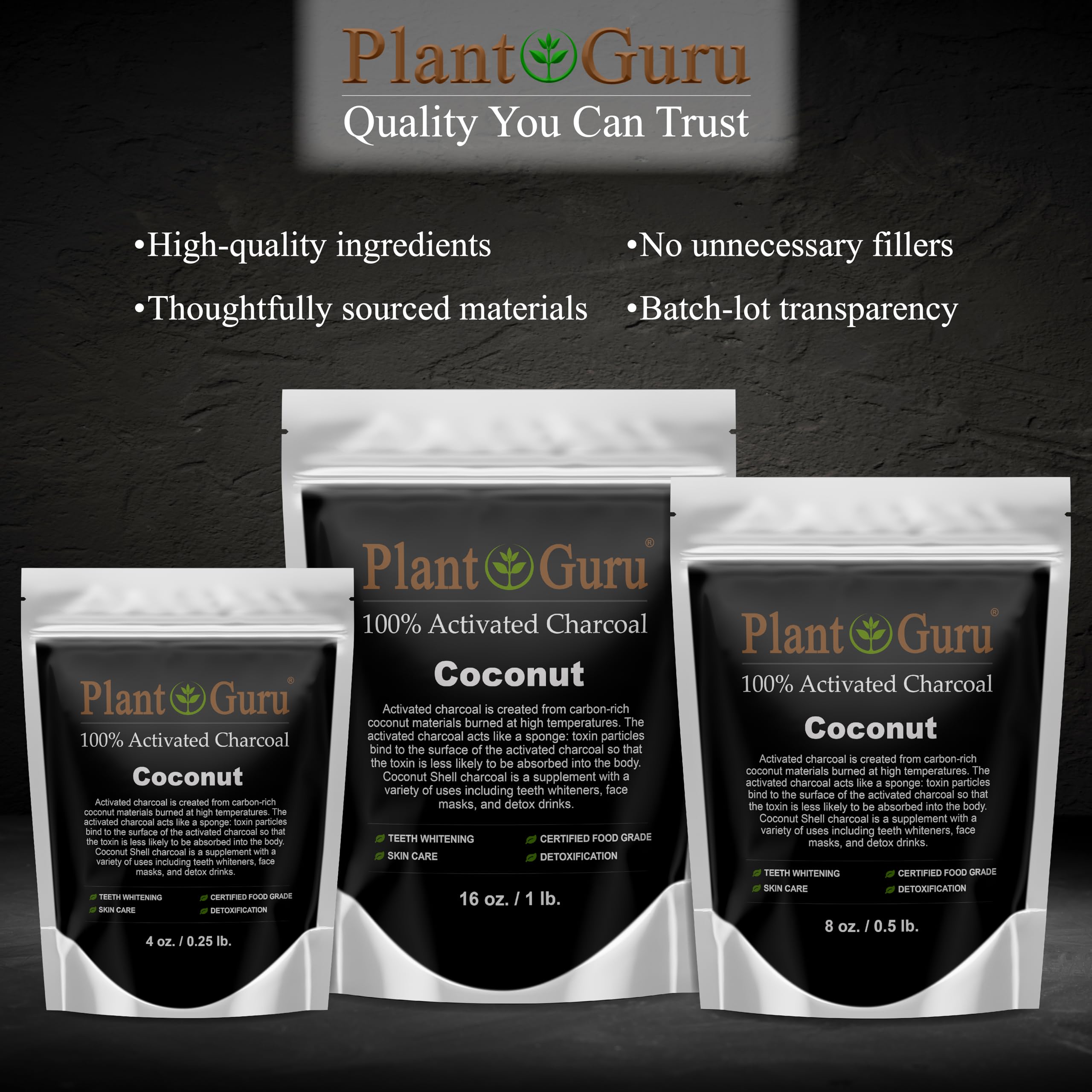 Plant Guru Charbon activé Poudre usage quotidien, cosmétique naturel