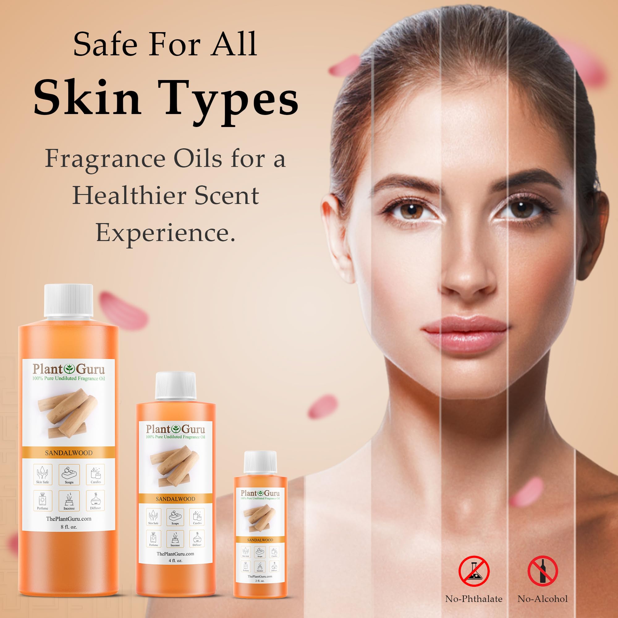 Crème Plant Guru Santal – huile parfumée pour soins corporels.