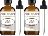 Plant Guru huile essentielle arbre à thé — flacon clair prêt pour soins de peau et cheveux.