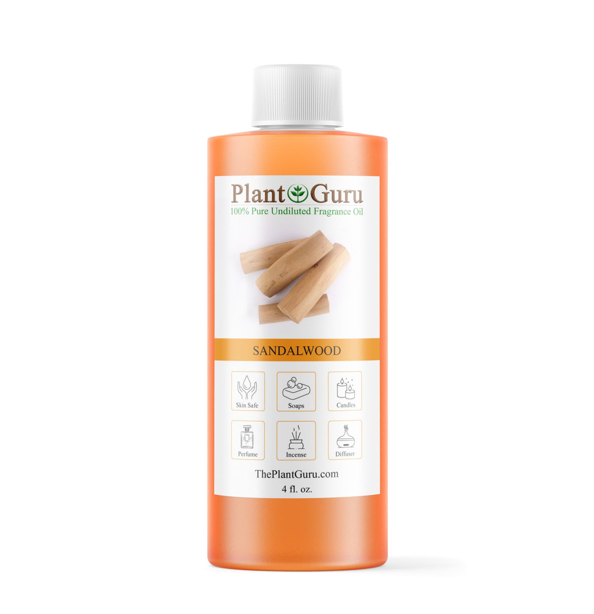 Plant Guru Santal – bouteille d'huile parfumée 4 onces pour savons.