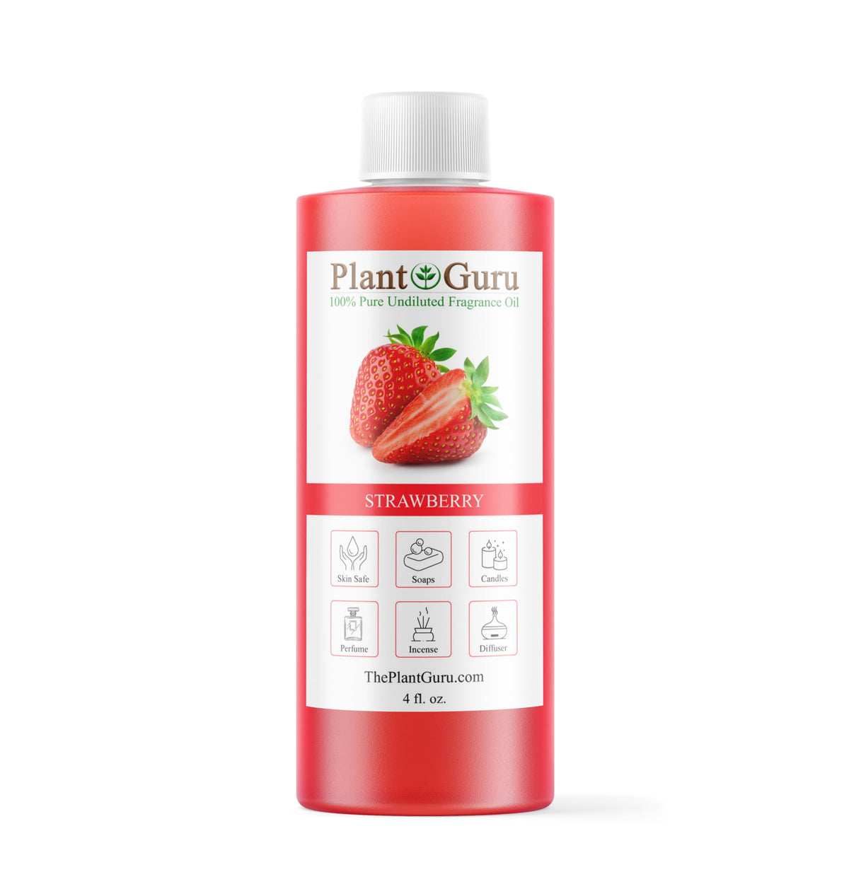 Plant Guru Strawberry Fragrance Oil dans bouteille, diffusion facile pour une pièce parfumée.