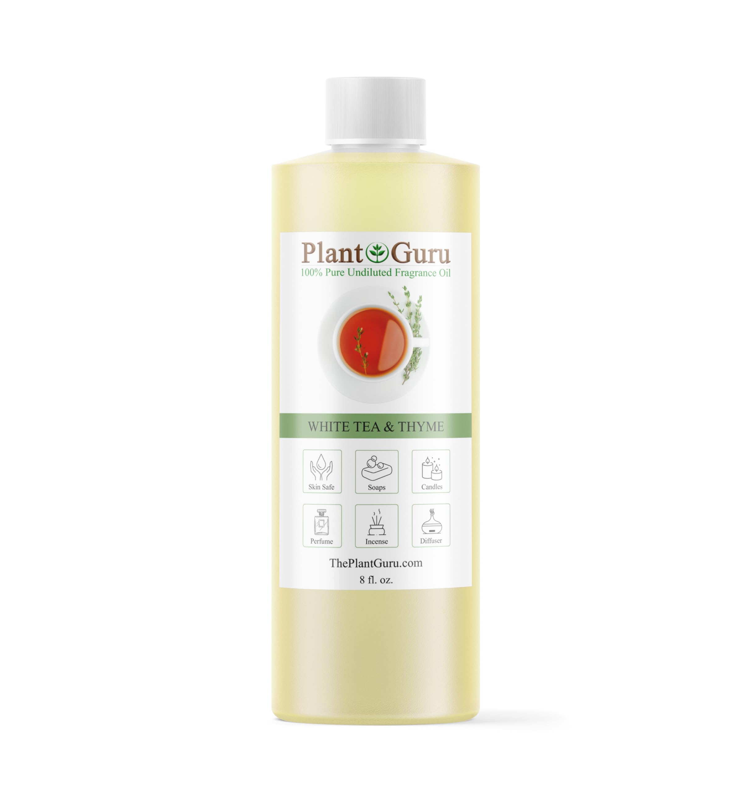 Plant Guru White Tea & Thyme – bouteille-diffusion, diffusion douce et apaisante.