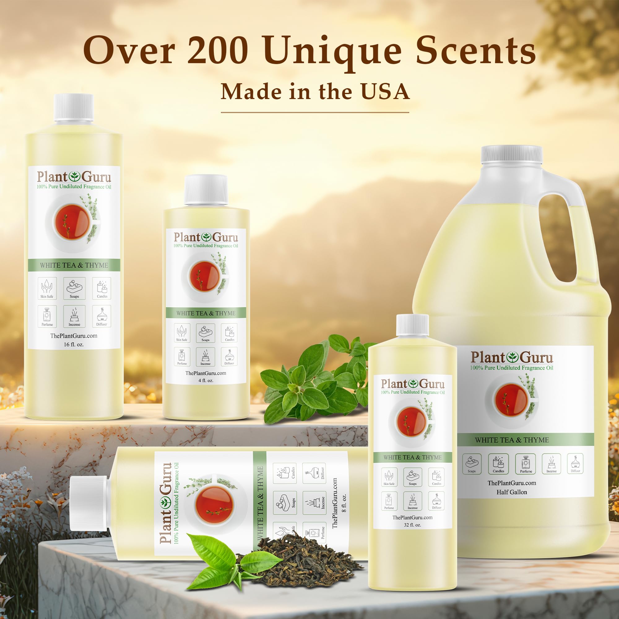 Plant Guru White Tea & Thyme – diffuseur-aromatique, parfum frais enveloppant la pièce.