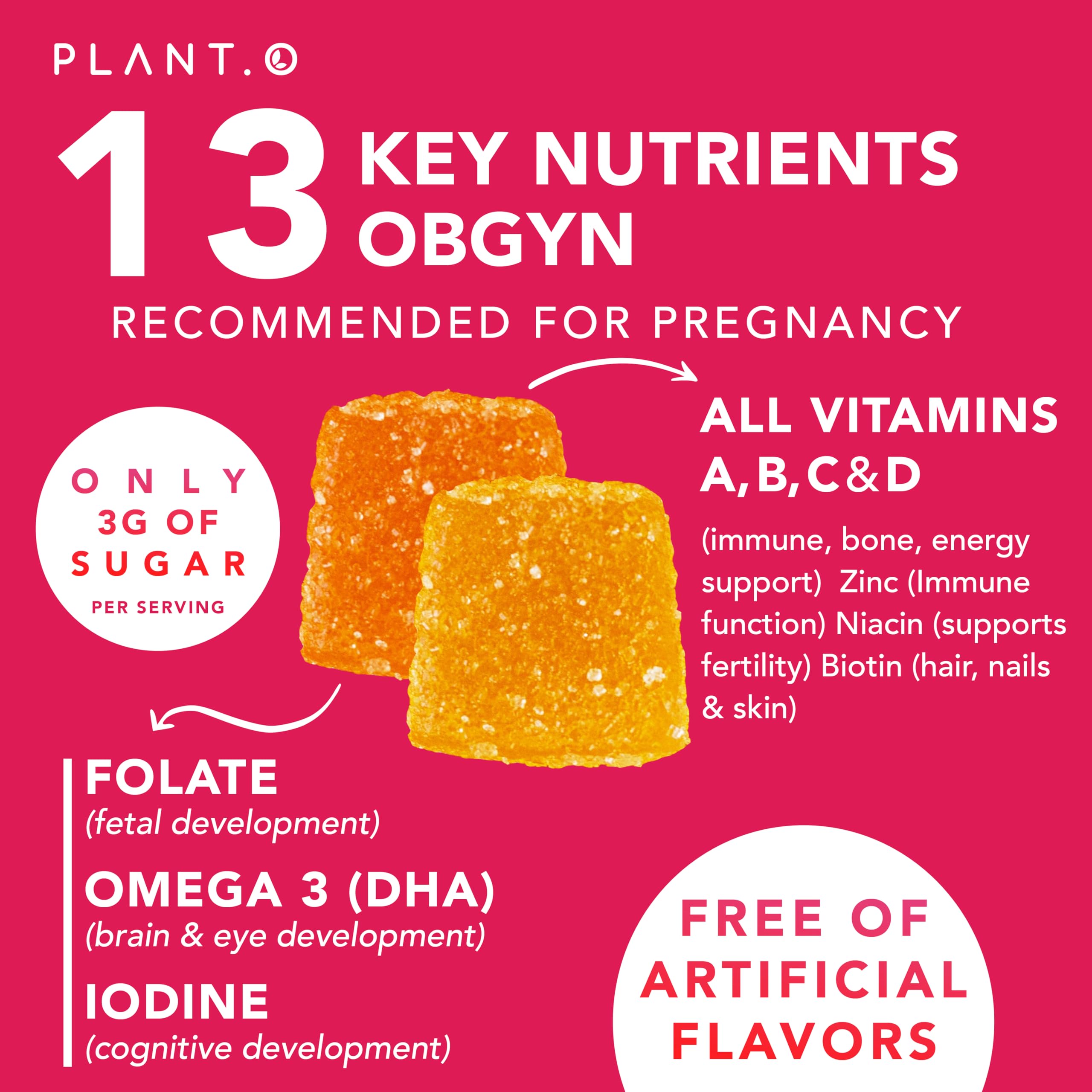 Acide folique inclus dans PLANT.O NUTRITION Prenatal, formulation complète.