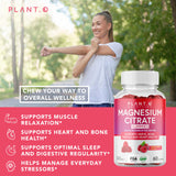 PLANT.O NUTRITION Calm Magnesium Gummies, étiquette: magnésium citrate hautement absorbable.