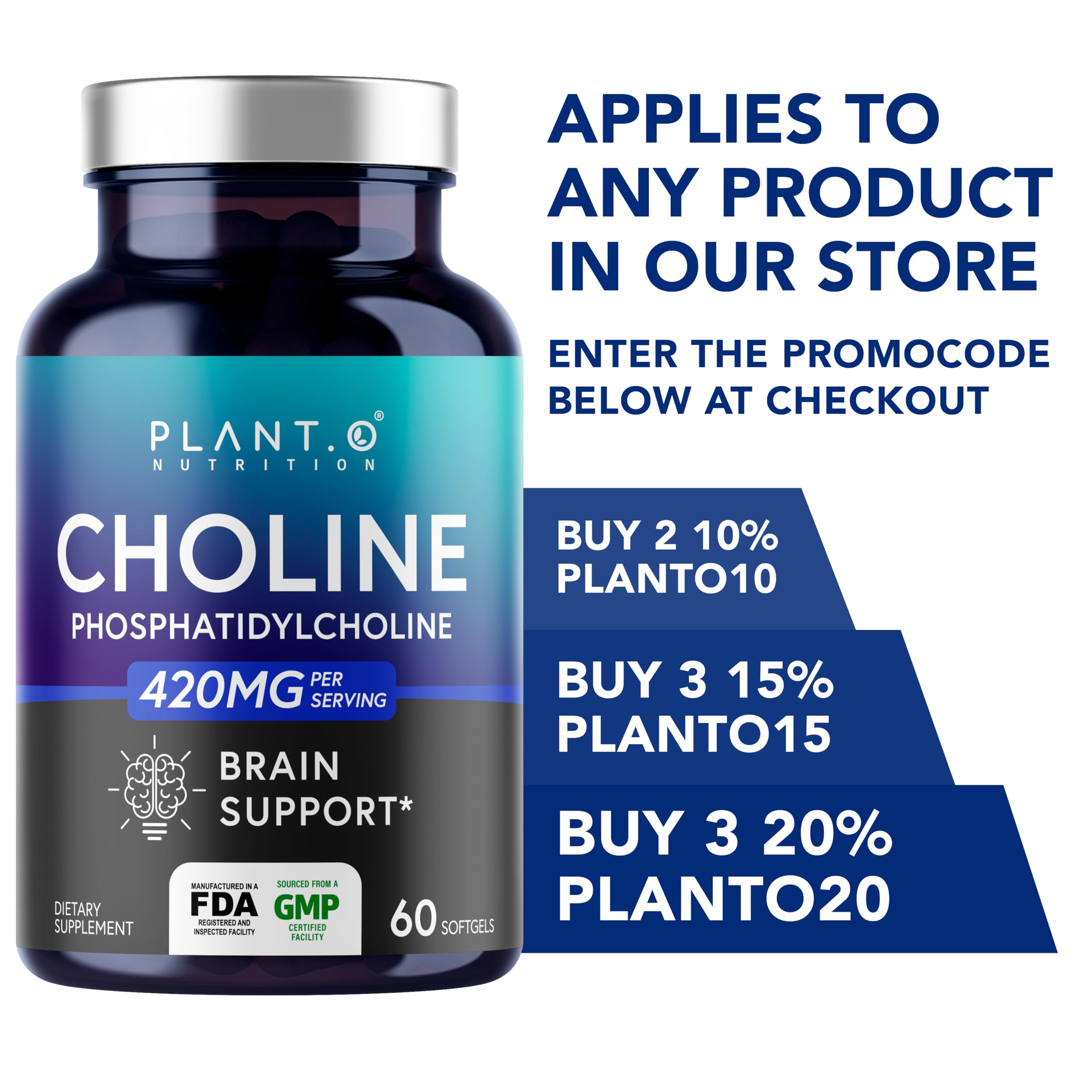 PLANT.O NUTRITION Choline Phosphatidylcholine – routine quotidienne simple pour énergie durable.