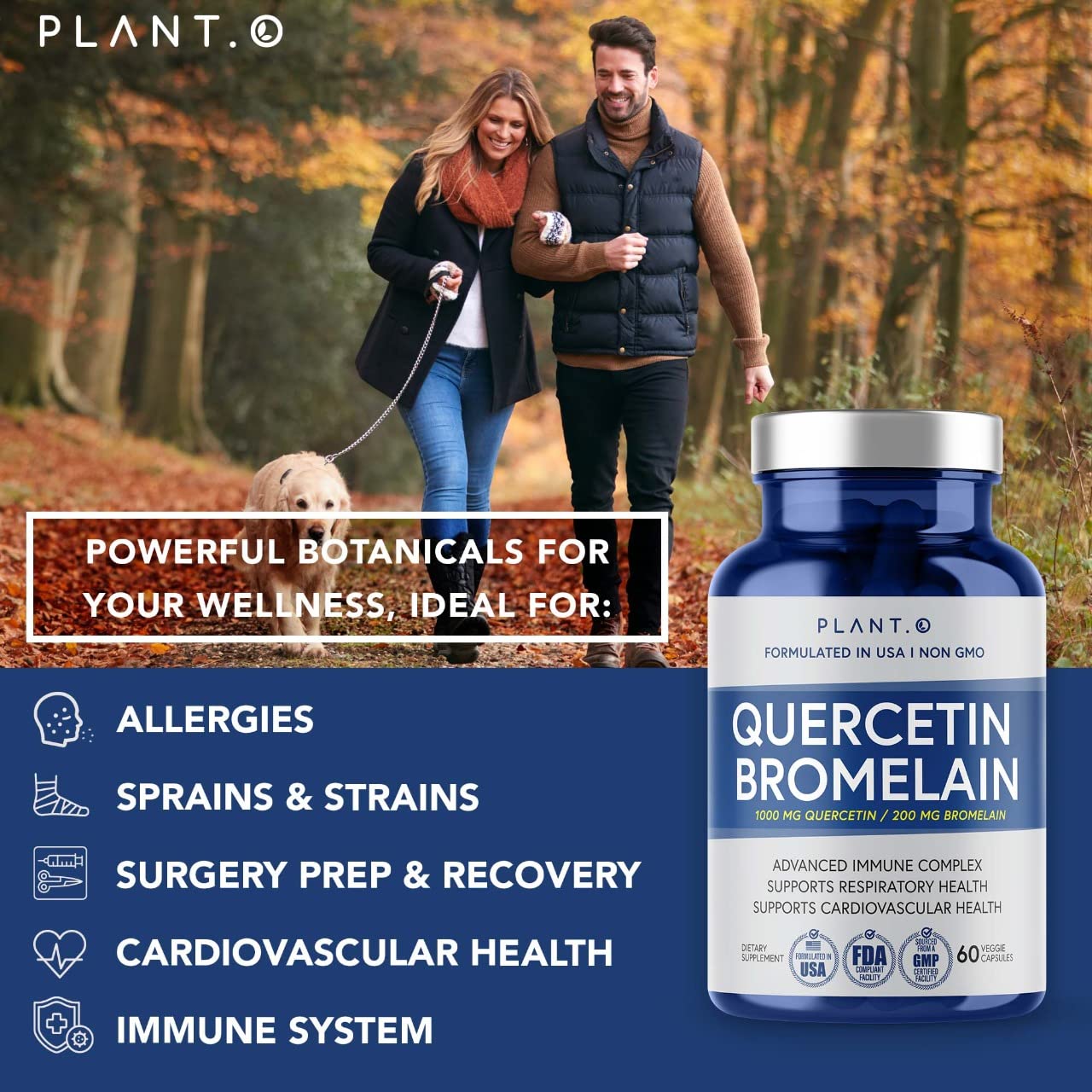 PLANT.O NUTRITION Quercetine Bromélaïne: formule équilibrée pour articulations et immunité.