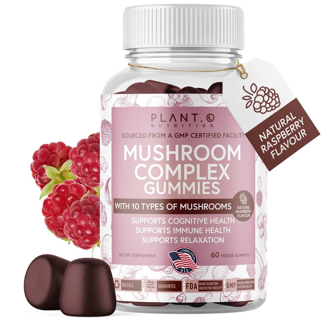 Marque Plant.O Nutrition gommes champignons crinière de lion soutien cognitif potentiel et énergie durable