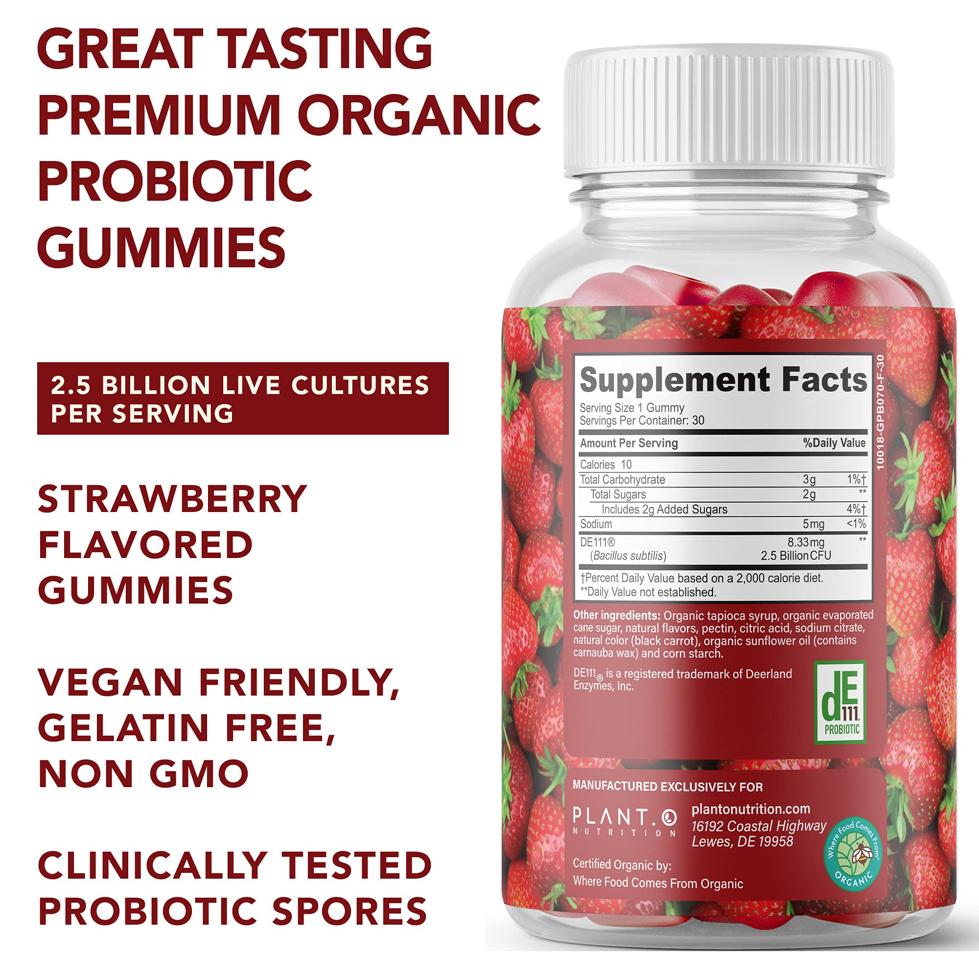 Gommes Plant.O Nutrition bio fraise – étiquette et utilisation familiale.