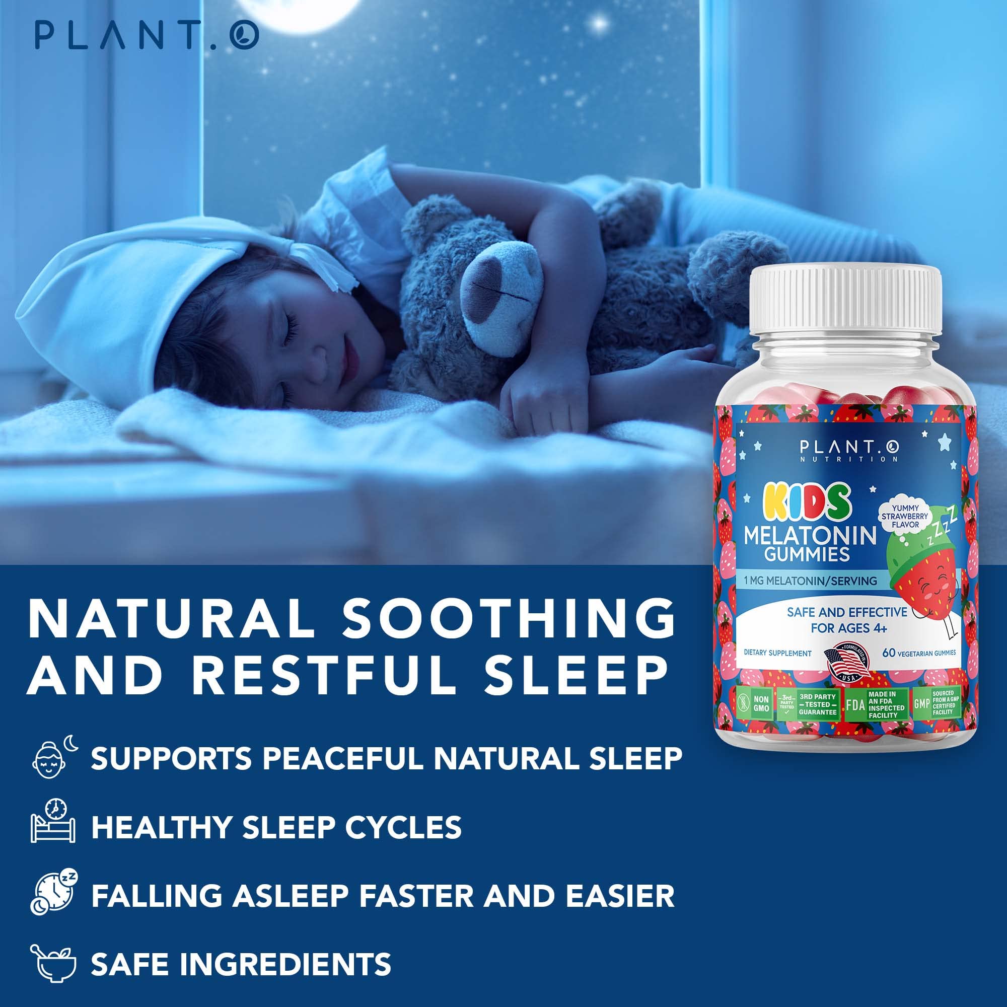 PLANT.O NUTRITION gommes fraise-crème – saveur naturelle pour le sommeil