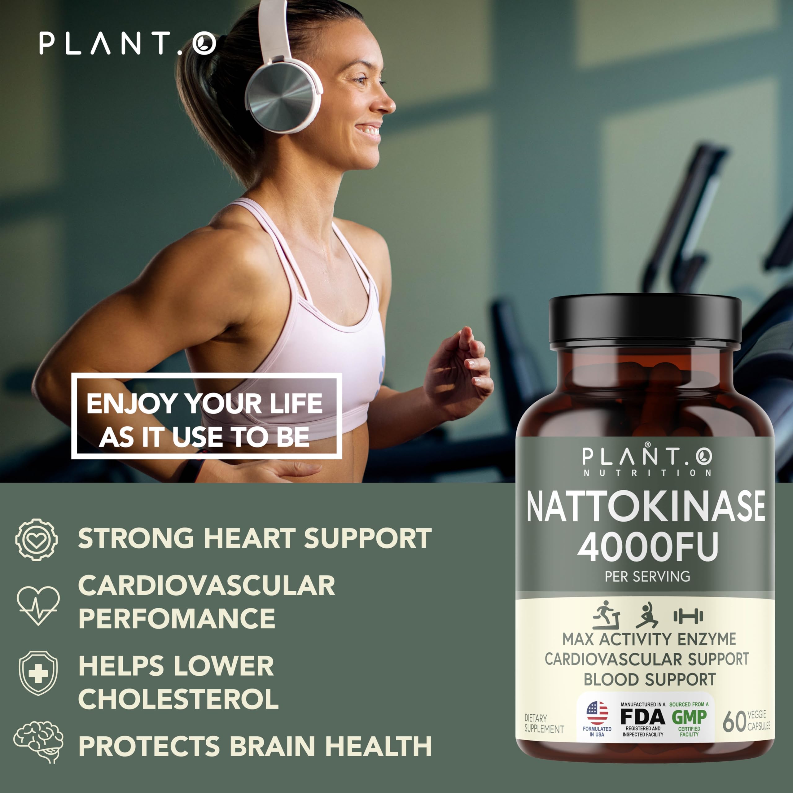 PLANT.O NUTRITION Nattokinase étiquette indiquant pureté et origine