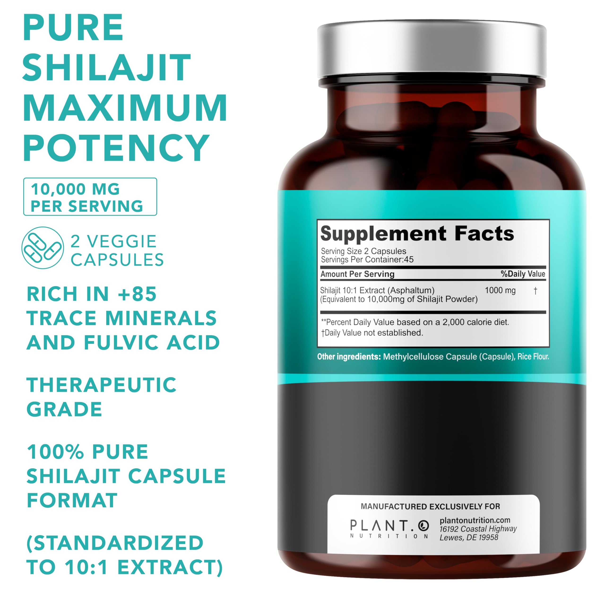 Shilajit PLANT.O NUTRITION 85-mineraux-trace, favorise le bien-être général.