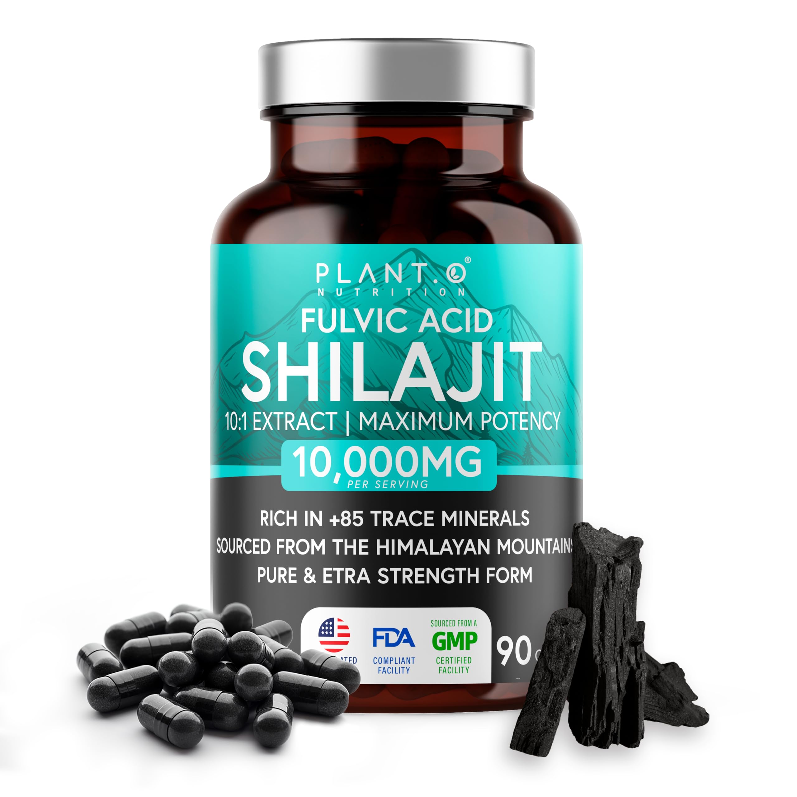 PLANT.O NUTRITION Shilajit capsules 10000mg, soutien potentiel d'énergie au quotidien.