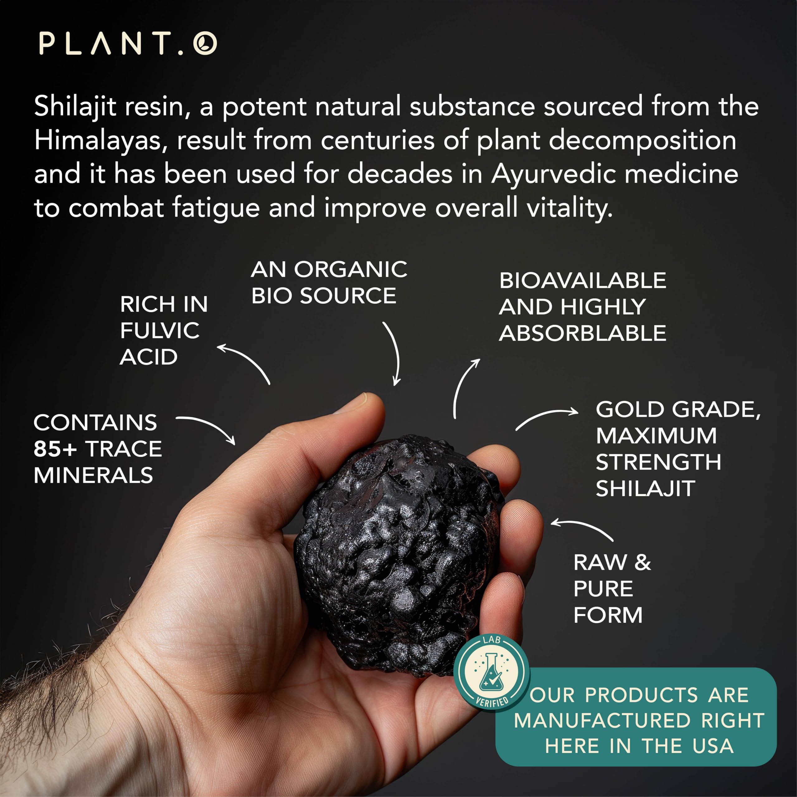 PLANT.O NUTRATION Shilajit-fulvic-acid, riche en minéraux, énergie et vitalité possibles.