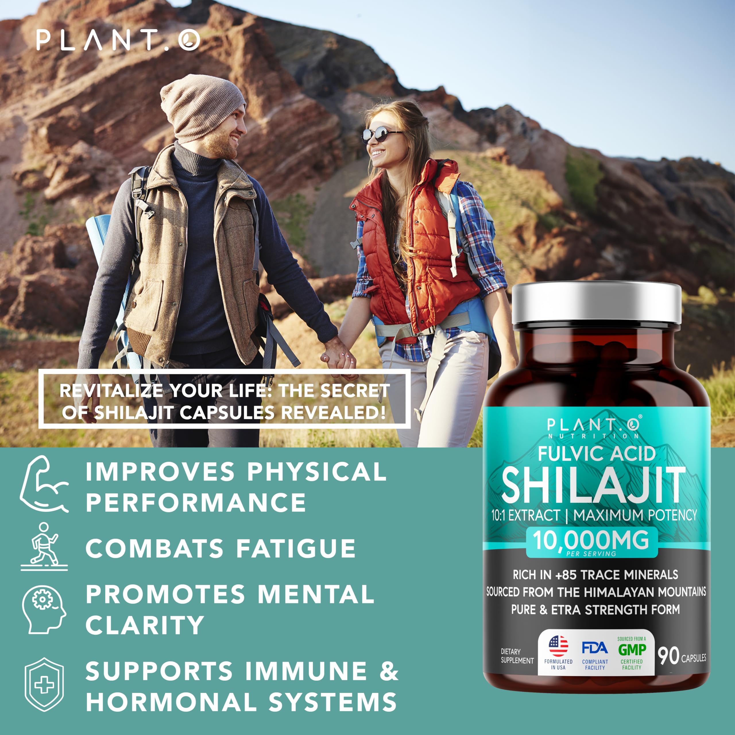 Shilajit pour hommes et femmes, capsules faciles à avaler par PLANT.O NUTRITION.
