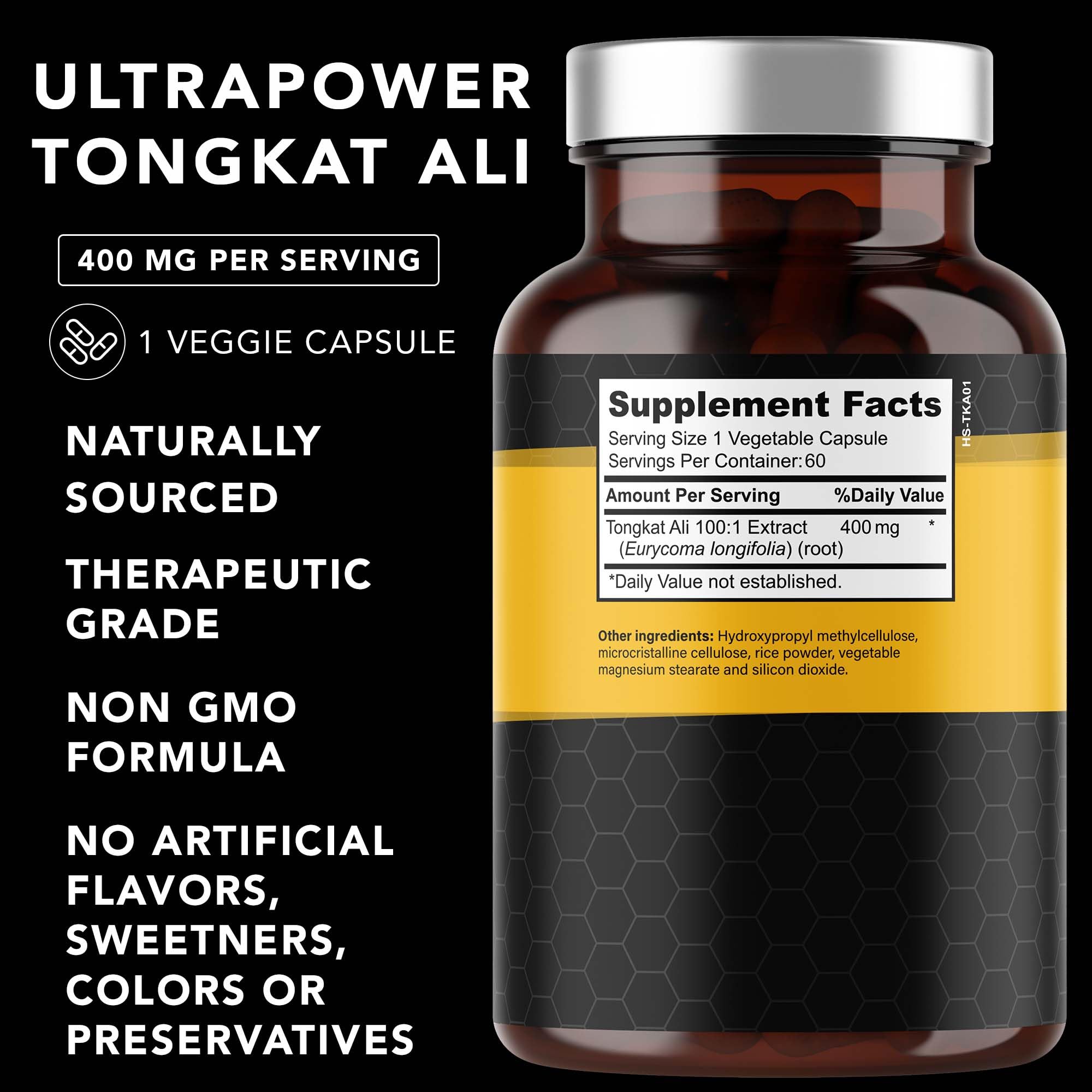 PLANT.O NUTRITION Tongkat Ali Ultrapower – étiquette et emballage, indication qualité