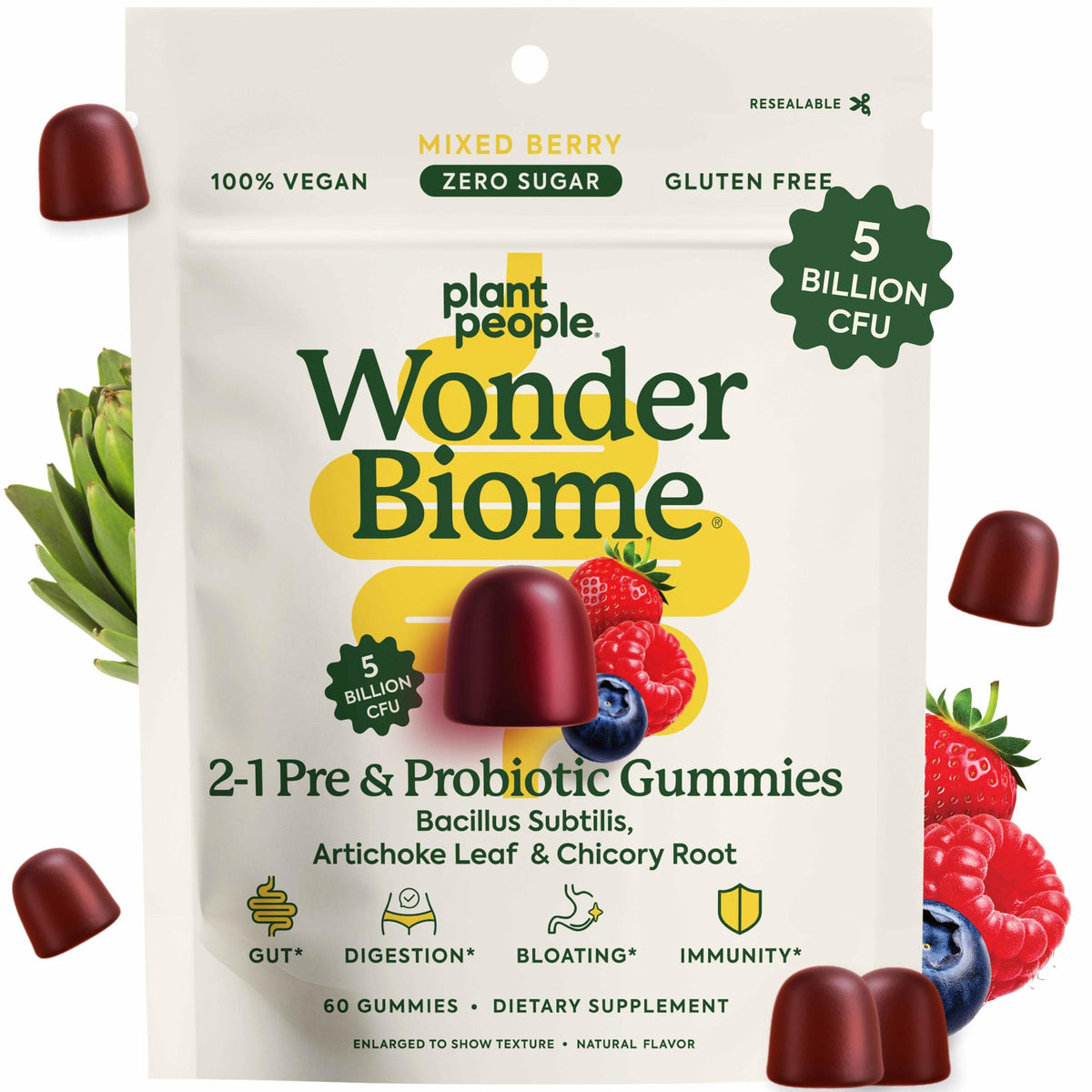 WonderBiome Plant People sur boîte avec étiquette, pratique et compacte.