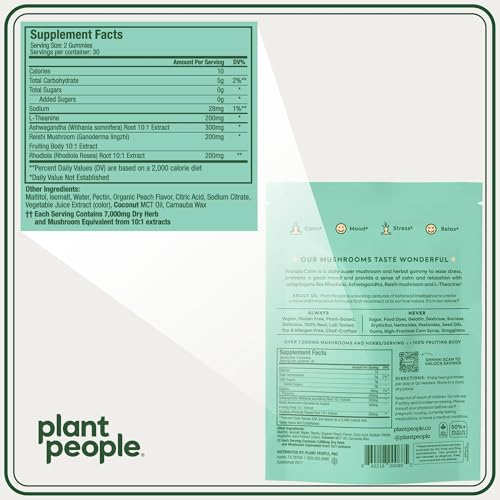 WonderCalm de Plant People : ingrédients pêche et ashwagandha et reishi.