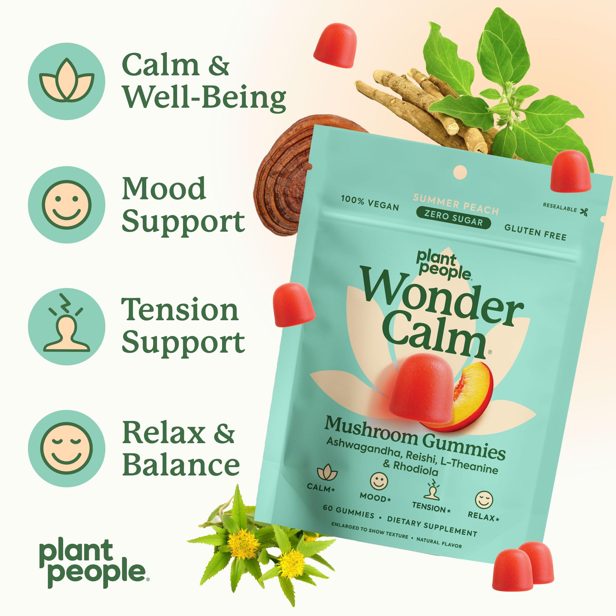 WonderCalm de Plant People : sachet refermable pratique pour l'emporter.