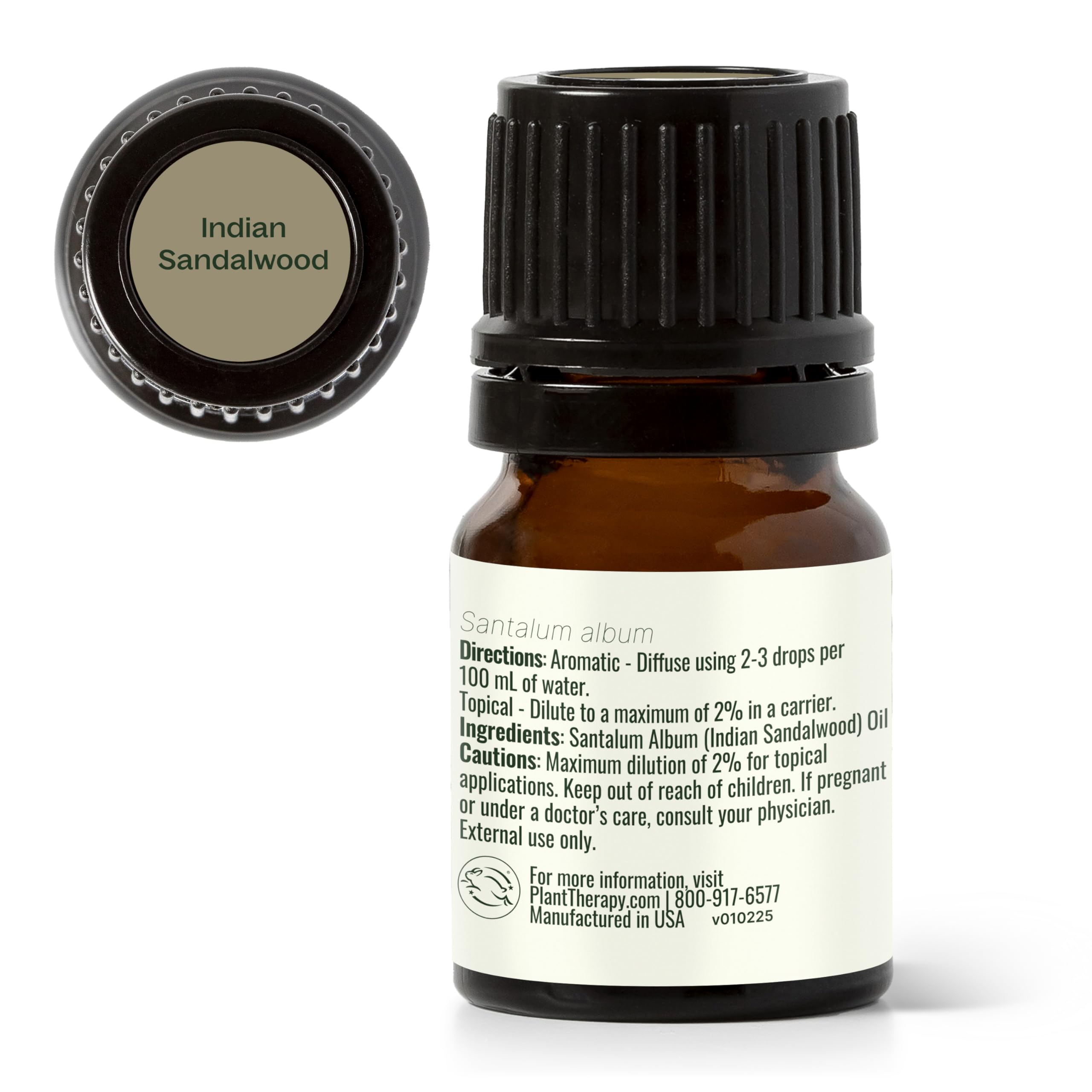 Huile essentielle Plant Therapy Santal Indien, parfum riche et terreux.