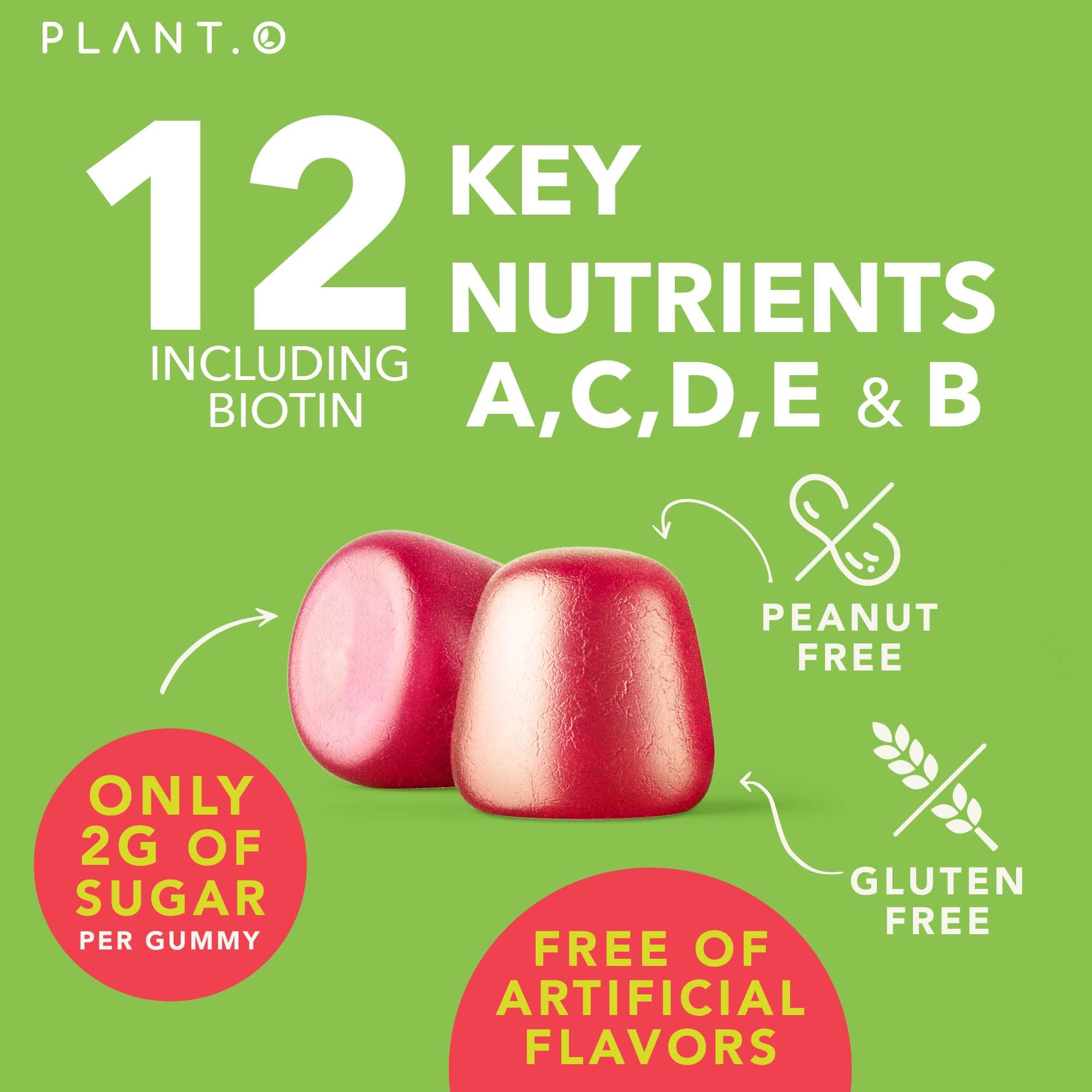 Gommes sans gluten et véganes PLANT.O NUTRITION, choix sain et responsable.