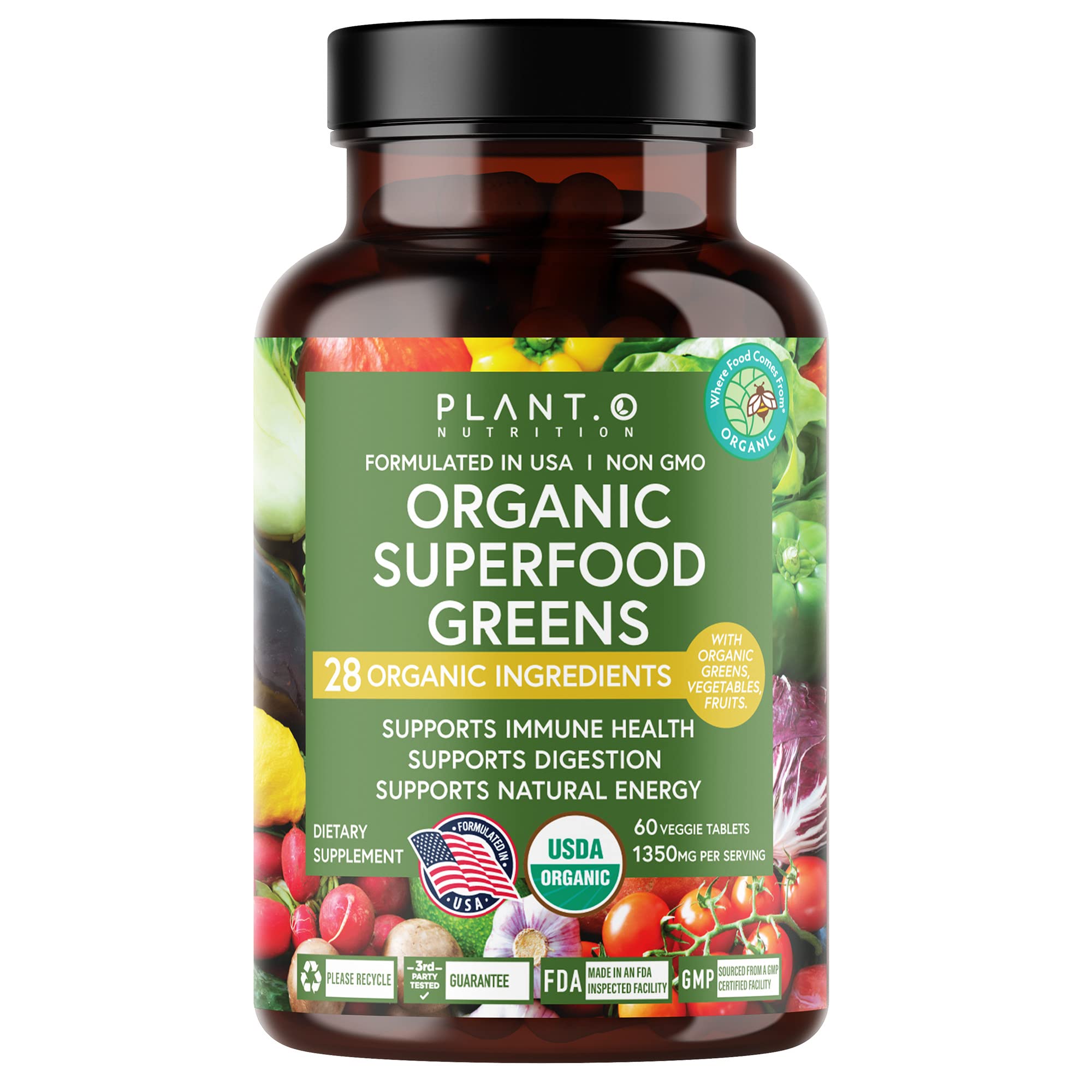 Bouteille Plant.O Nutrition avec super greens, énergie naturelle possible.