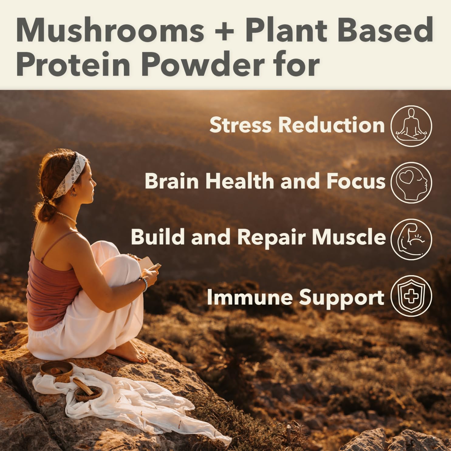 Adaptogènes ashwagandha et tulsi intégrés à PlantFusion.