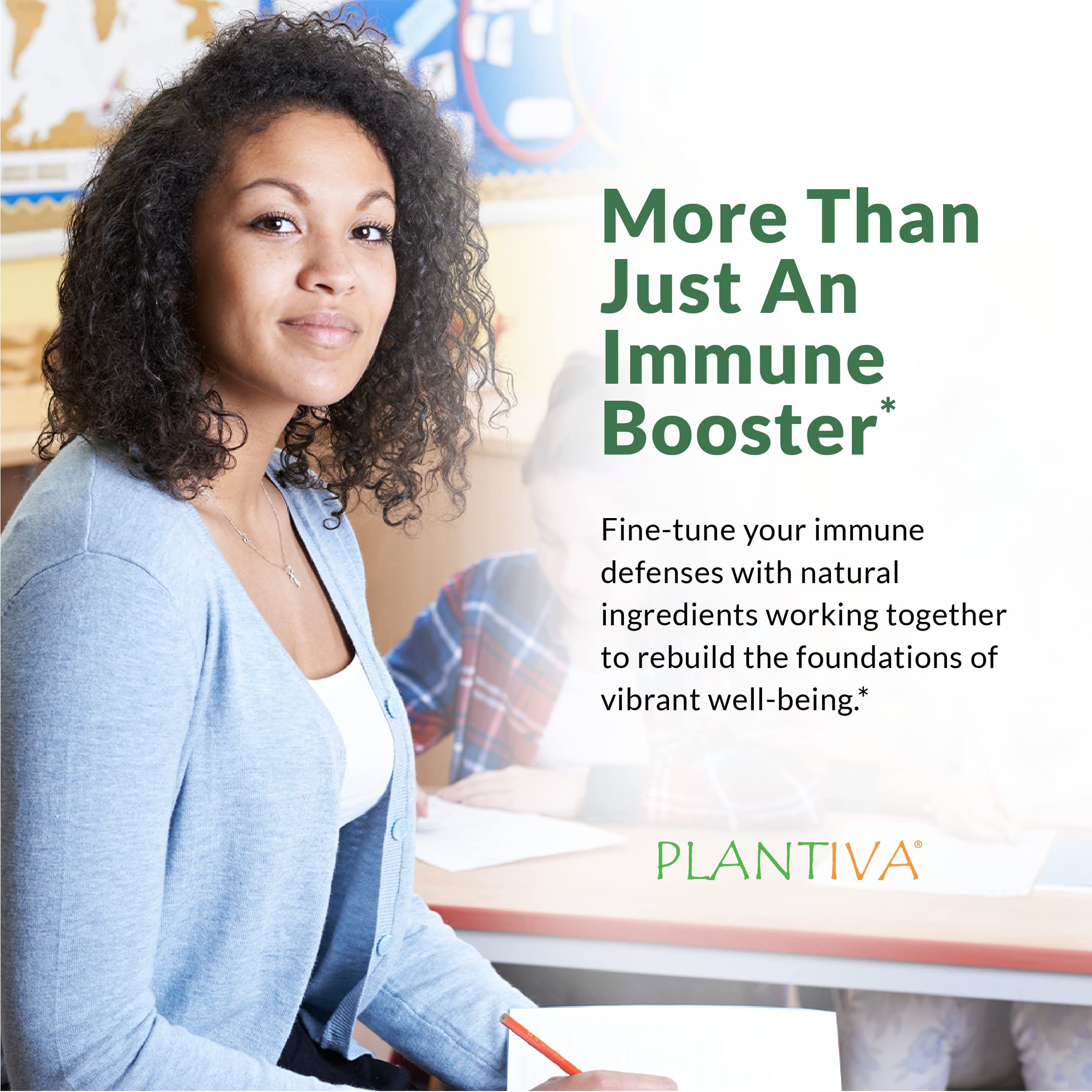 Plantiva ImmuneDx: emballage extérieur présentant le produit et ses bénéfices.