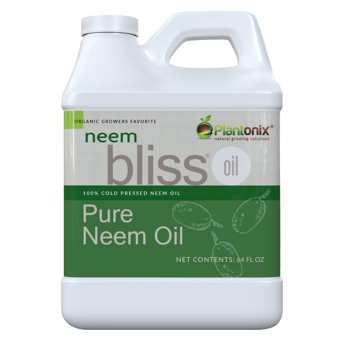 Plantonix Neem Bliss bouteille 64oz, huile pure prête pour soins capillaires et peau.