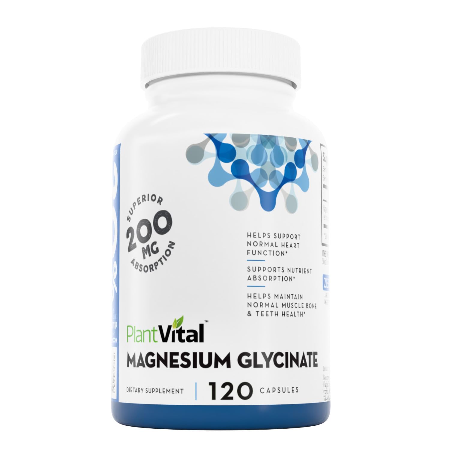 PlantVital Magnésium Glycinate 200 mg — bouteille élégante et routine détente possible.