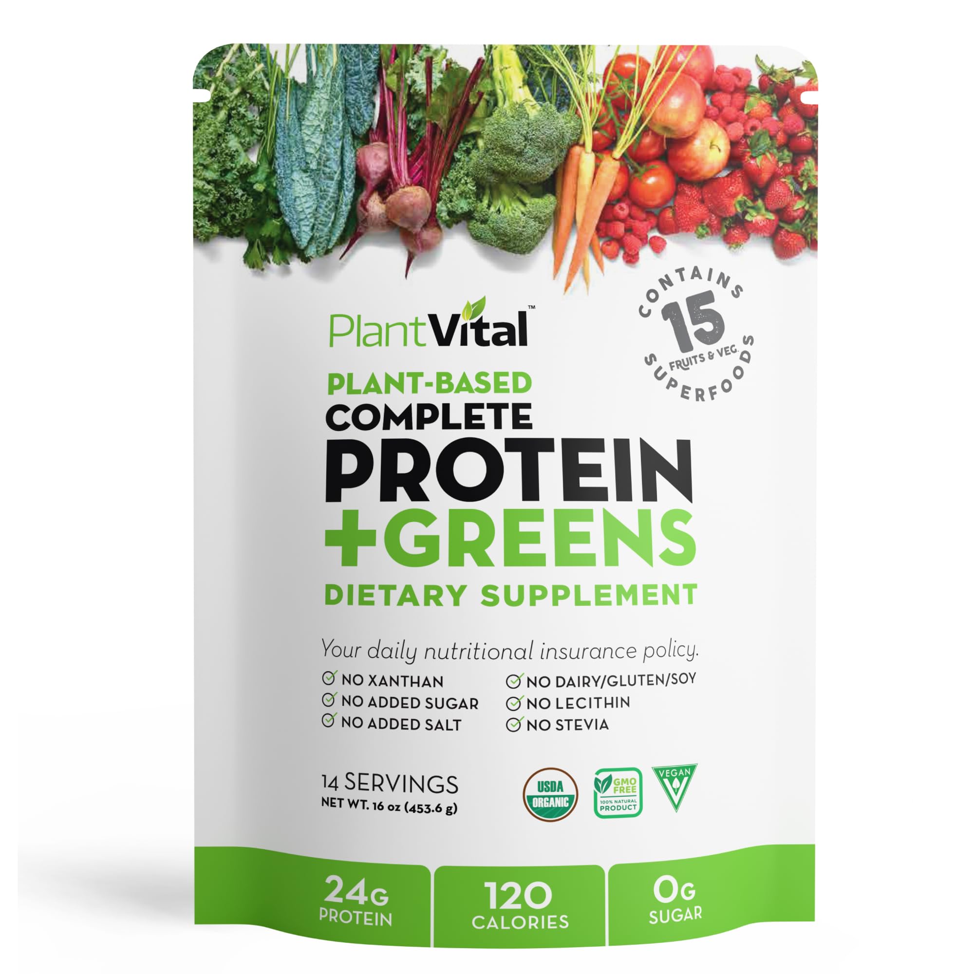 Poudre protéine Plantvital vegan bio non aromatisée prête à mélanger.