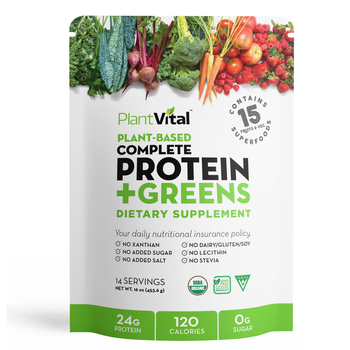 Poudre protéine Plantvital vegan bio non aromatisée prête à mélanger.