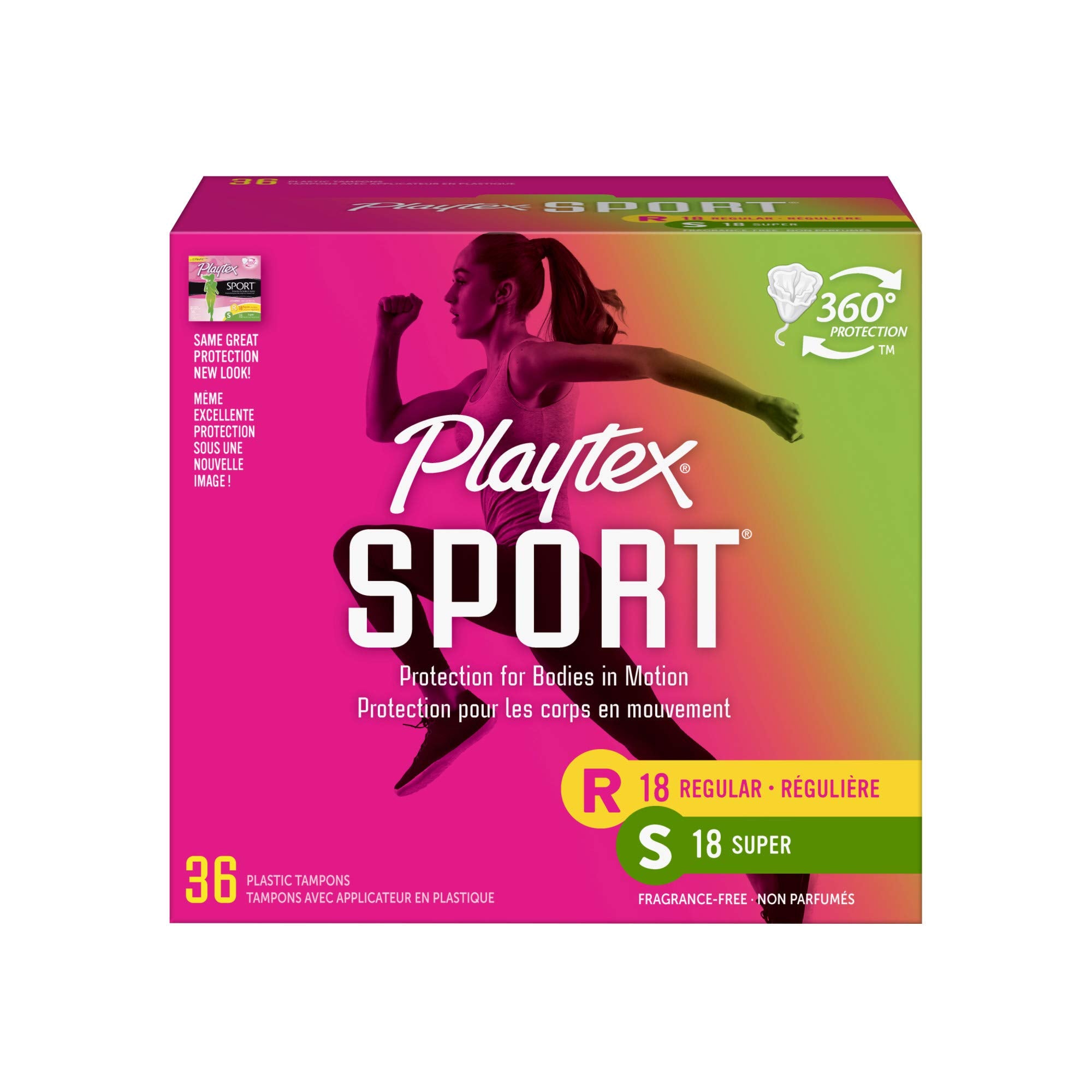 Tampons Playtex Sport Flex-Fit réguliers pour une activité sportive confortable.