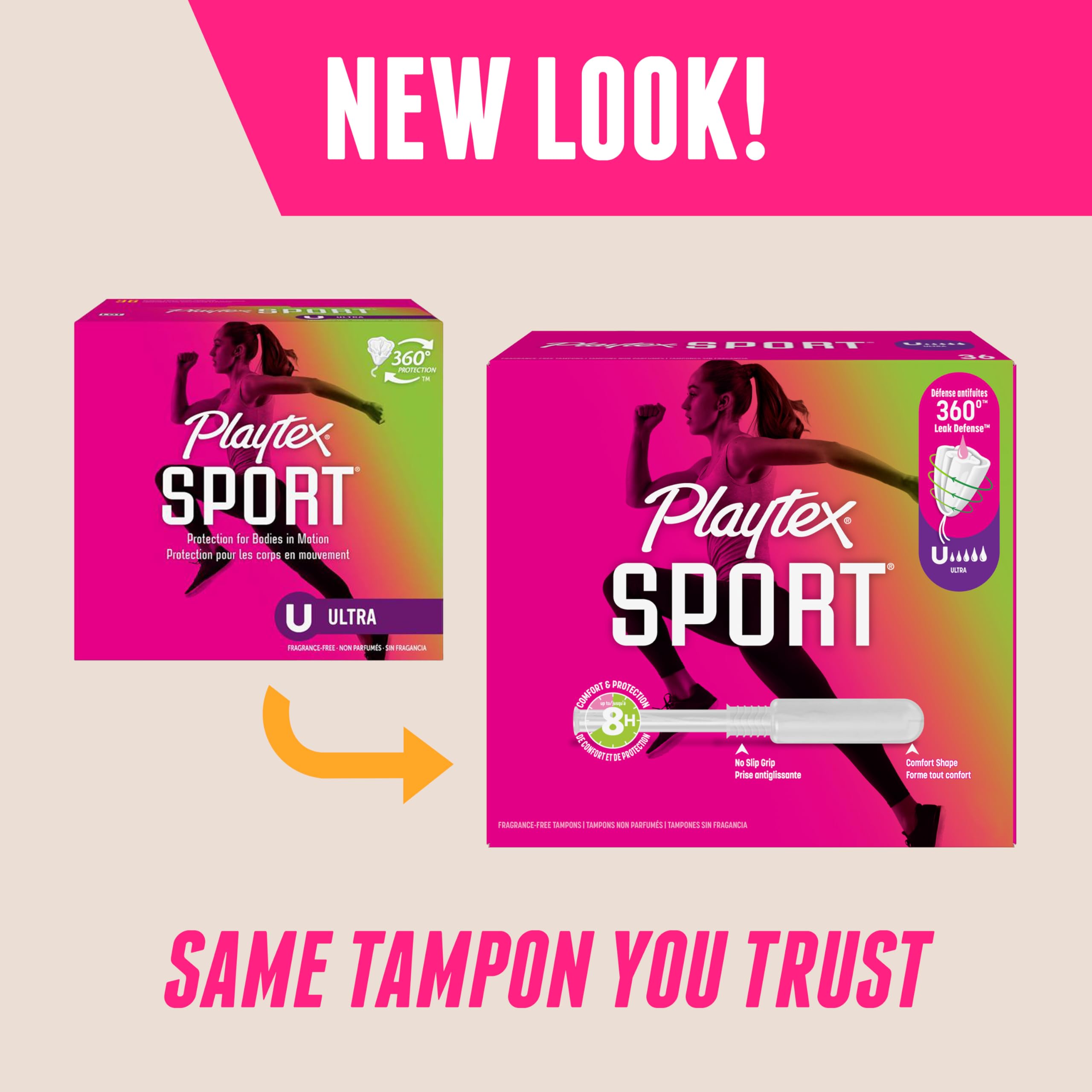 Vue du design FLEXFIT du tampon Playtex Sport pour un ajustement sûr