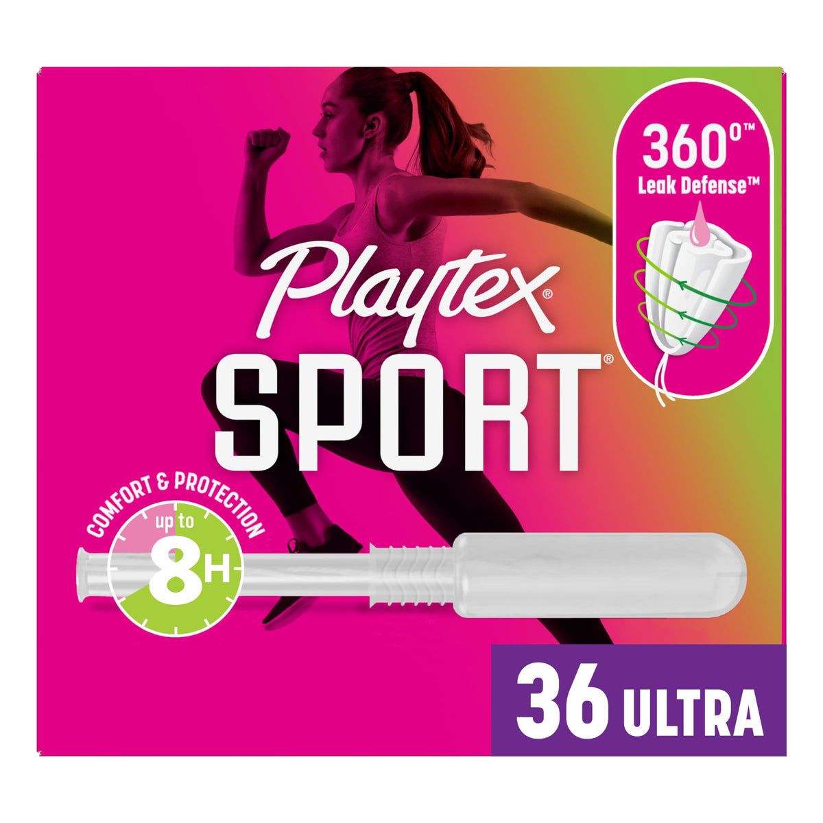 Tampon Playtex Sport Ultra Absorption dans son emballage prêt pour l'entraînement