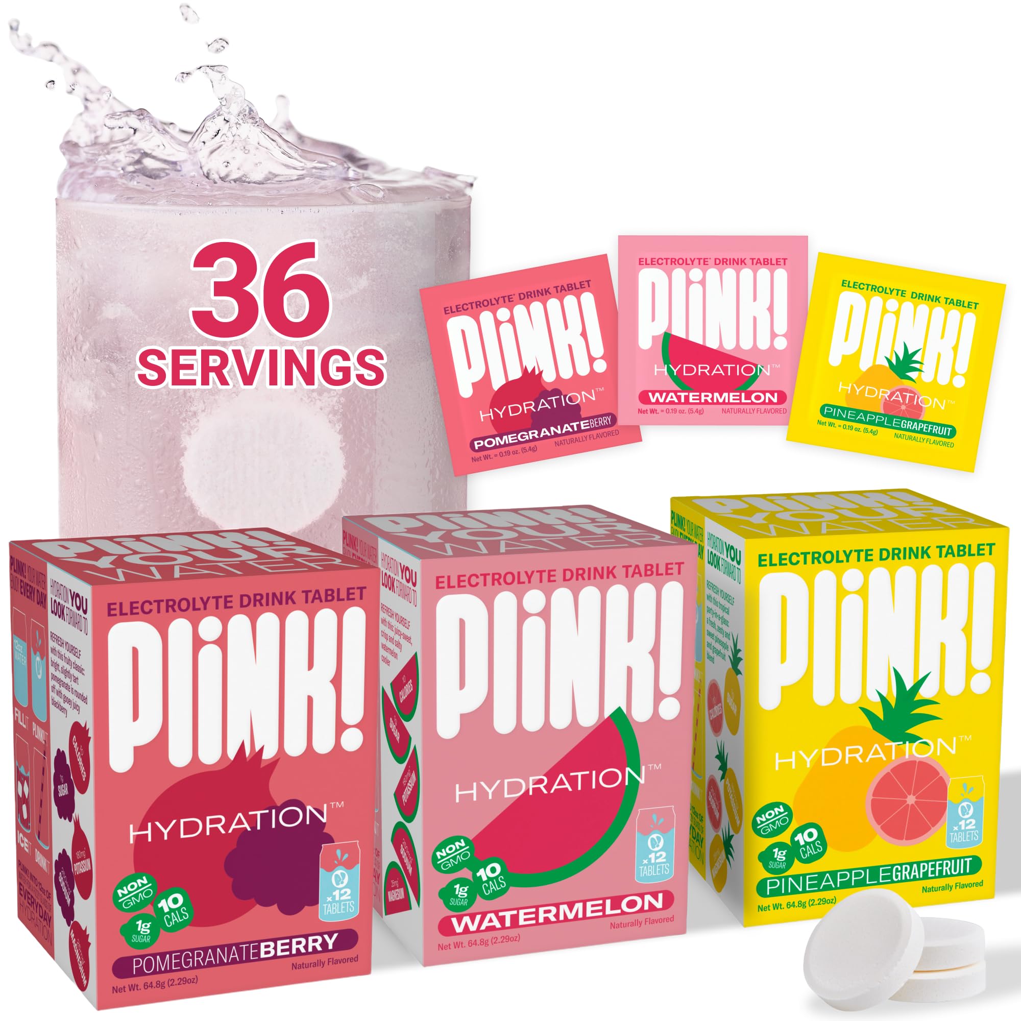 Plink Fruity Variety Pack tablettes dans l'eau pour hydratation rapide et pratique
