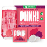 Plink tablettes-effervescentes grenade-framboise dans l'eau, hydratation quotidienne sans effort.