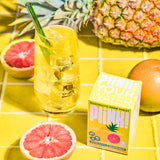 Goût ananas-pamplemousse Plink, faible sucre et calories pour une routine légère.