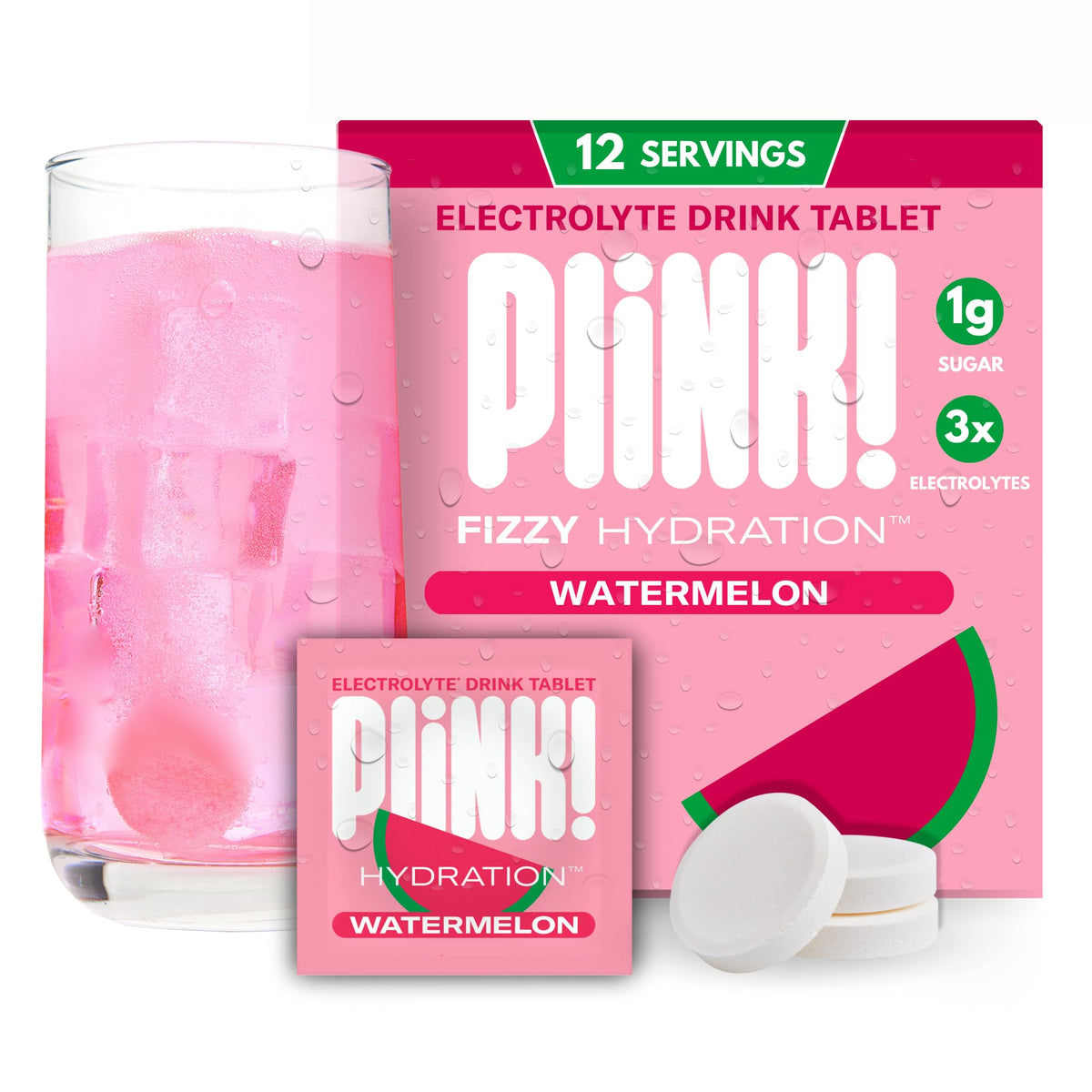 Plink pastèque effervescent: hydratation rapide en déplacement.
