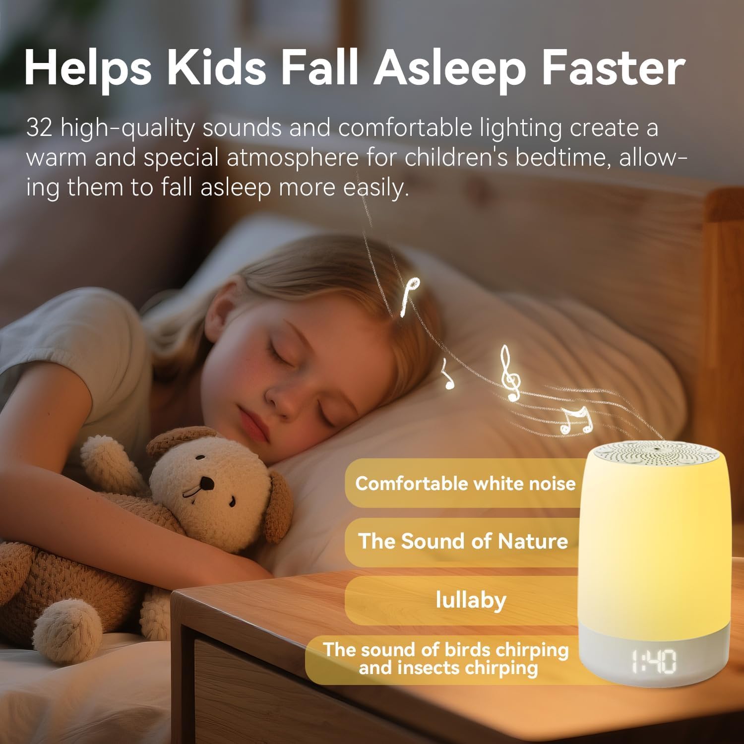 PLJVOYK enceinte sans fil et veilleuse réveil pour chambre.