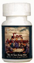 Pilules Cinq Ancêtres Plum Flower — bouteille, soutien énergie et vitalité.