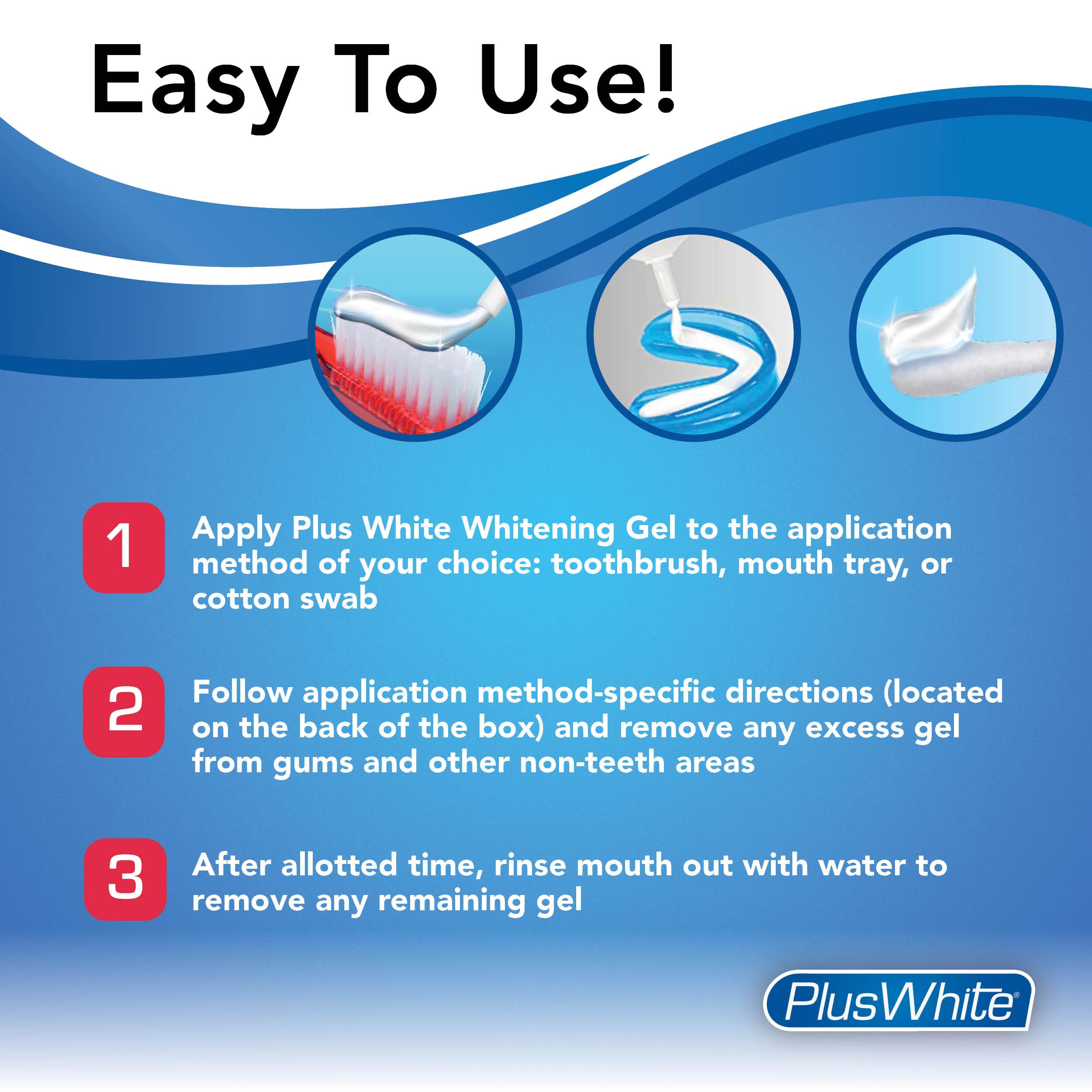 Plus White Speed Gel – méthode gouttière pour couverture dentaire uniforme.