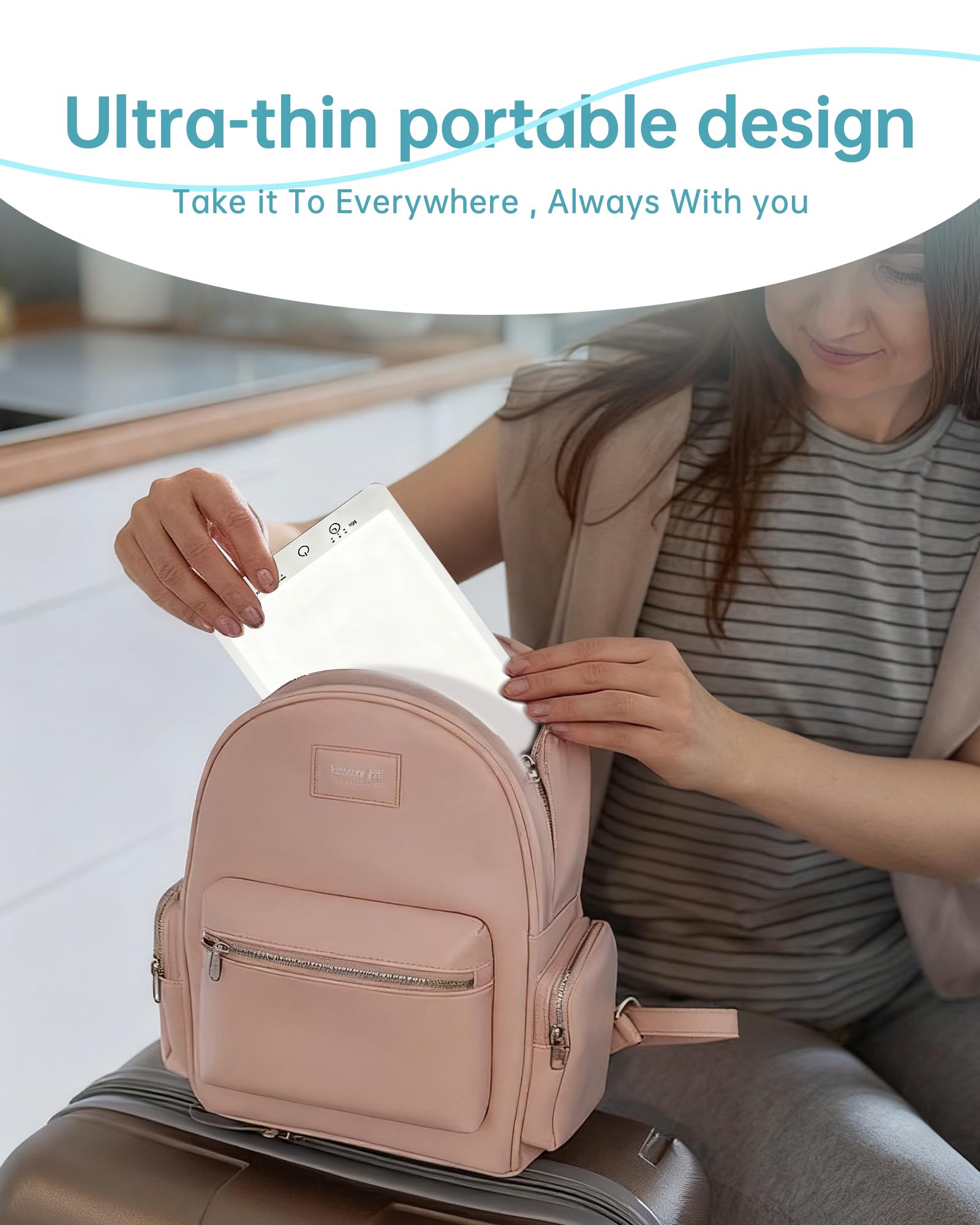 Lampe Plynvexa thérapie portable, idéale en voyage et déplacements.