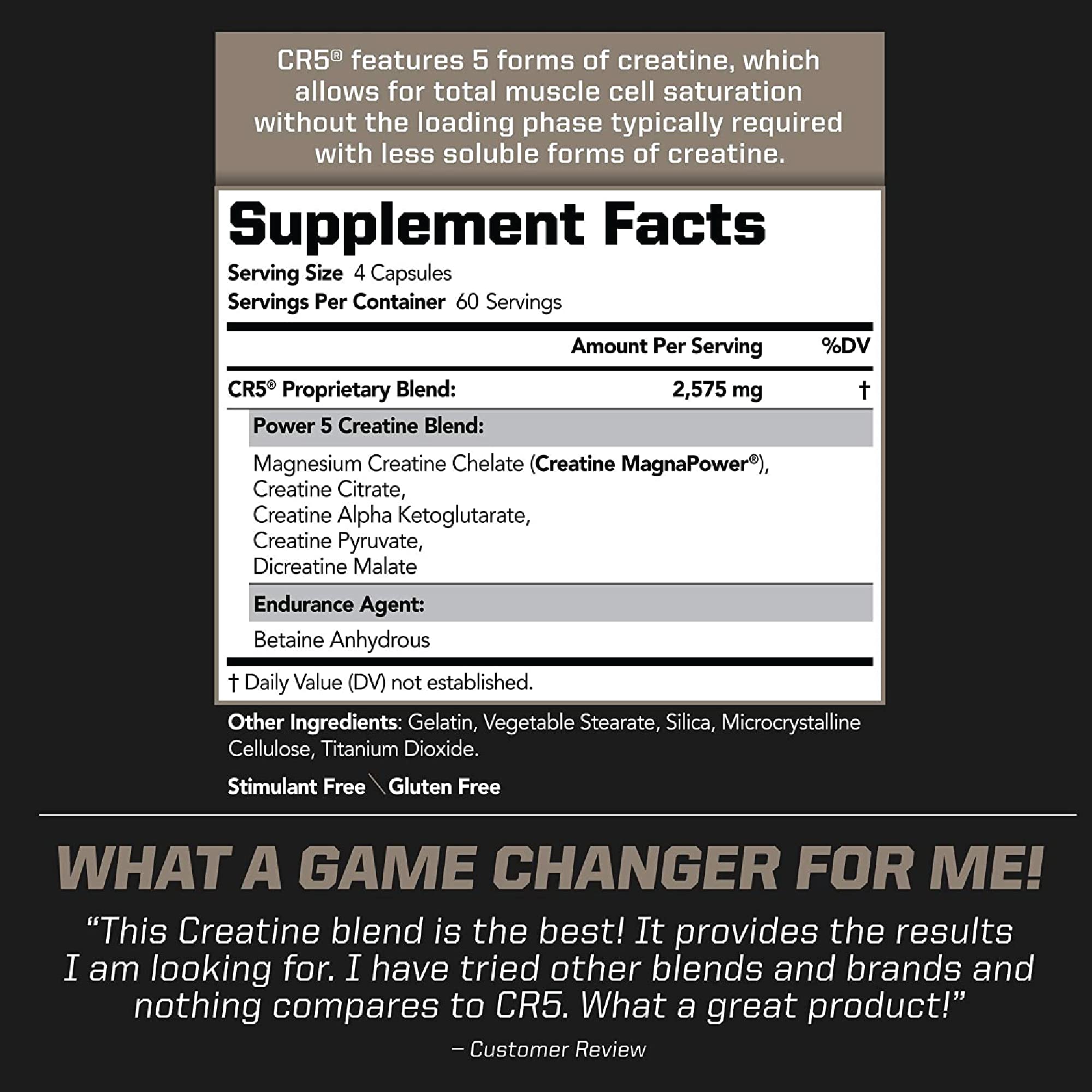 PMD CR5 montre le dosage quotidien sur l'étiquette pour plan d'entraînement.