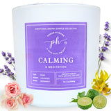 Podaras Home Bougie Calme Méditation avec triple mèches pour séance apaisante.