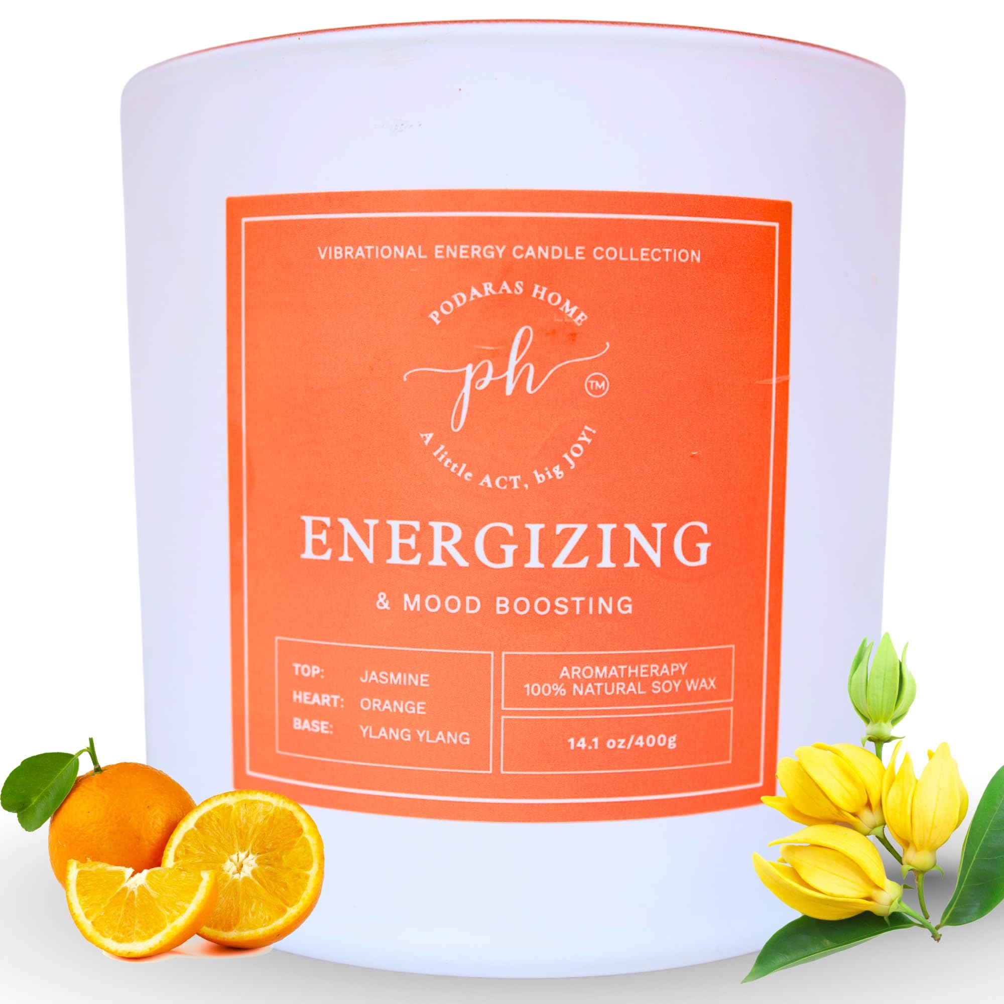 Podaras Home Bougie Extra Large emballage élégant pour une ambiance énergisante.