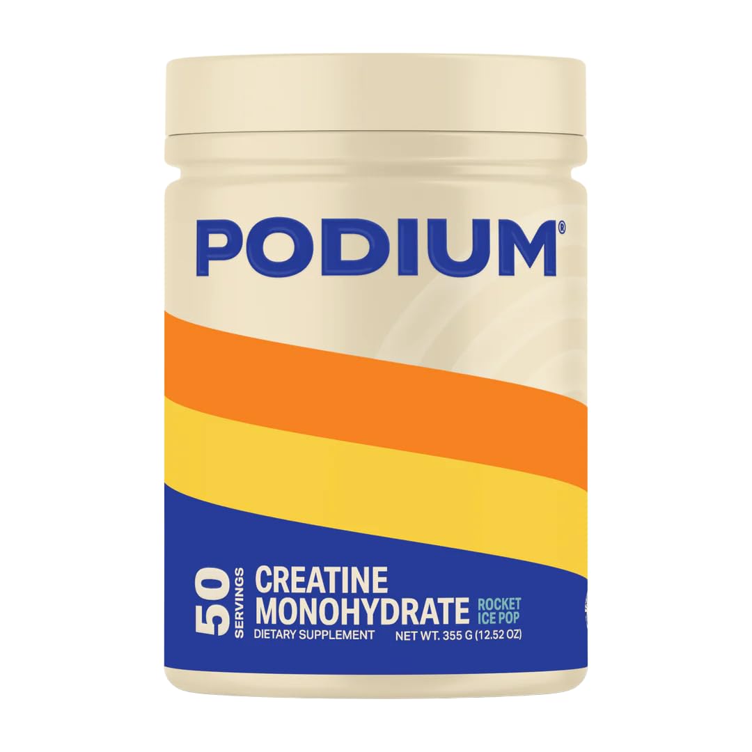 Podium Nutrition Creatine Monohydrate - bouteille rocket-sucette-glace pour booster l'énergie.
